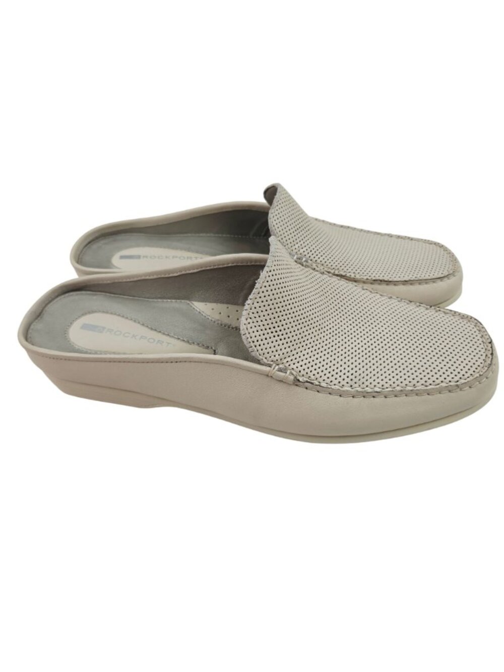 Rockport Mule Loafers Womens Size 9 Beige Leather Perforated Slip On Comfort - Picture 5 of 11